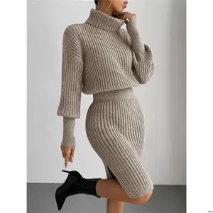 Lantern Turtleneck tiktok Raffin é a Sleeve Sweater Dress Without Belt