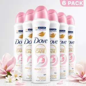 Dove Advanced Care Beauty Finish Women’s Deodorant Spray 6 Pack (5oz / 150ml) | 72H Anti-Perspirant Protection with Pro-Ceramide Technology