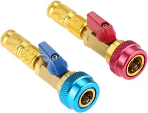 R134A  Valve Core Quick Remover Installer, Air Conditioning Adjustable High Pressure (Red) and Low Pressure (Blue) Valve Core Tool, 2 Pack