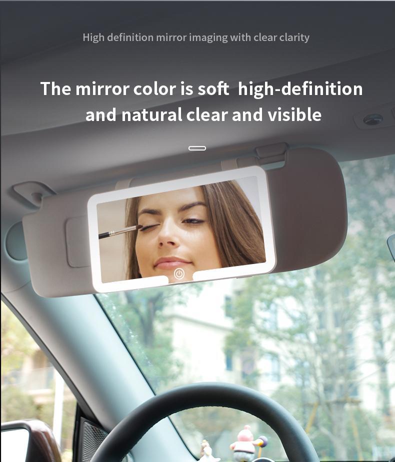 Car Sun Visor Makeup Mirror, LED Touch Screen Adjustable Brightness Auto Interior Makeup HD Mirror, Rechargeable Vanity Mirror, girly car accessories, car stuff
