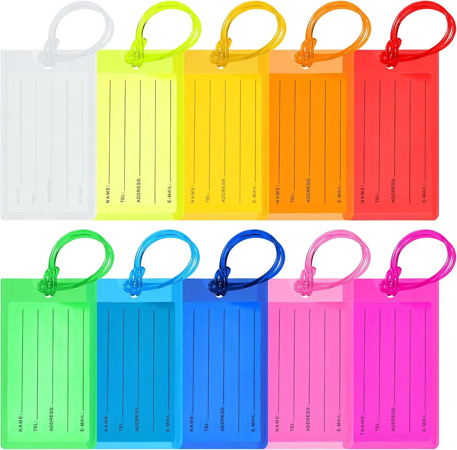 10 Pack Luggage Tags for Suitcases, Waterproof Travel Bag Tags, Colorful Luggage ID Tags for Airport, Airplane, Carry-On, Backpack, Vacation & International Travel Essentials