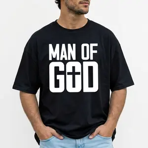 Man Of God Shirt, Christian Shirts for Men, Faith Based Clothing, Jesus Cross Graphic Tee, Religious Gym Pump Cover, Short Sleeve Printed Graphic Shirt, Daily Casual Cotton Menswear