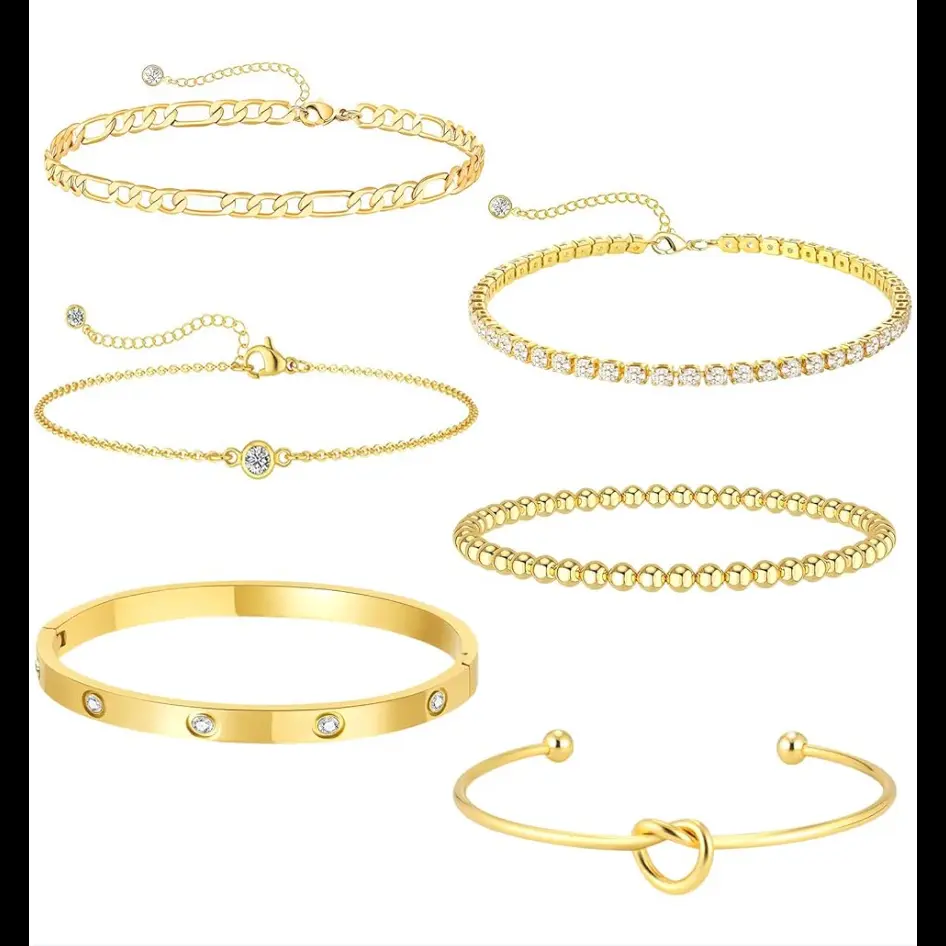 Golden diamond studded bracelet with 4mm