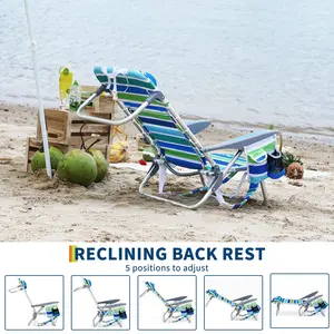 Fathersdaygift Summervibes Flash sale home items: Hot Lightweight 5-Position Reclining Backpack Beach Chair for Adults. Foldable design with cup holder, towel bar, pocket and straps, great for outdoor activities