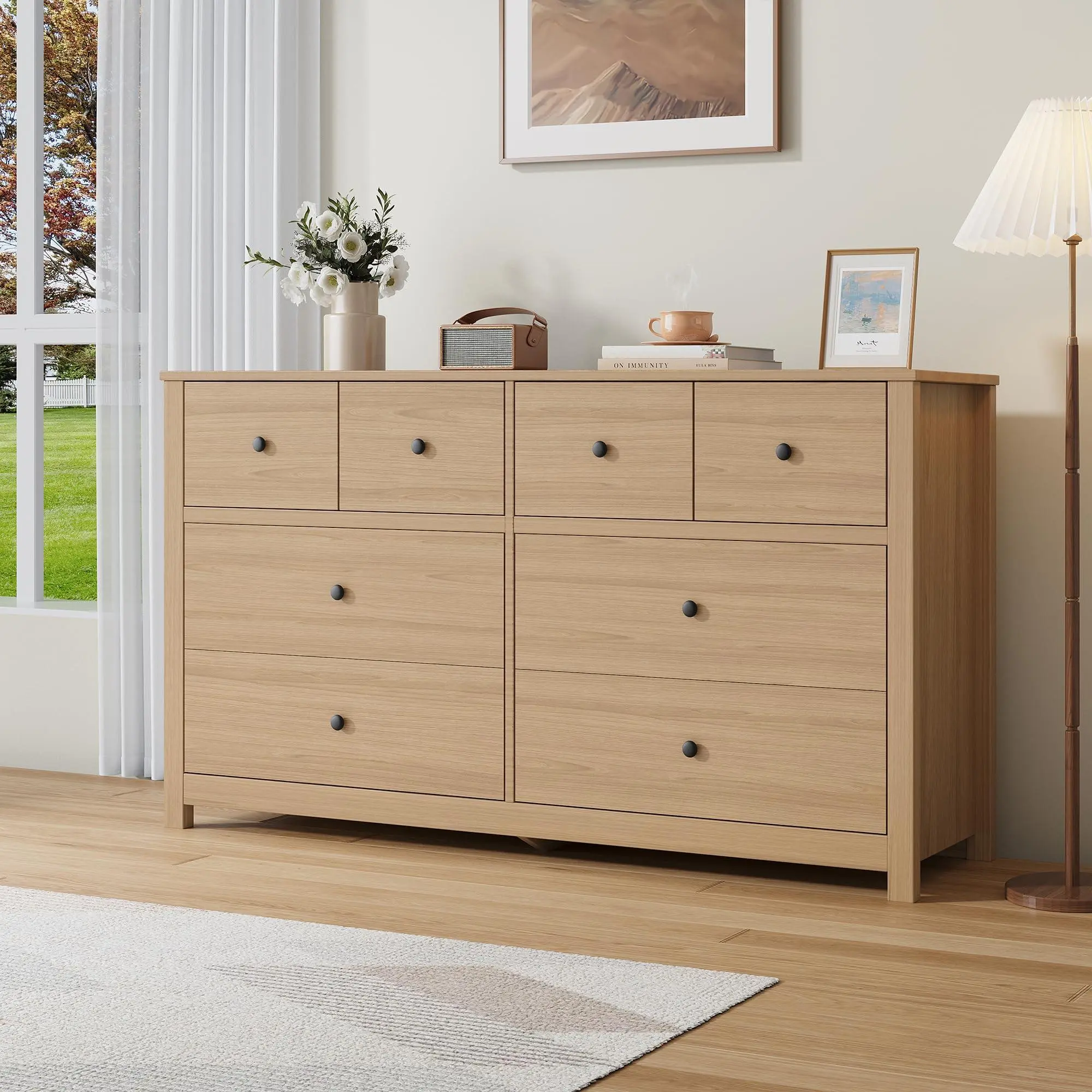8-Drawer Modern Large Storage Chest Dresser, Wide Top & Spacious Drawers for Closet, Bedroom