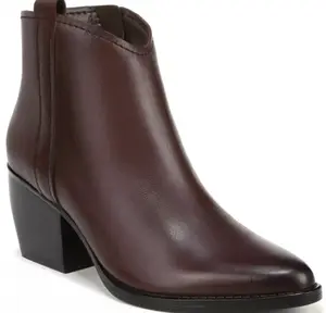 Naturalizer Brown Leather Ankle Boots with Chunky Heel and Elastic Panels for Women's Fashionable Shoes