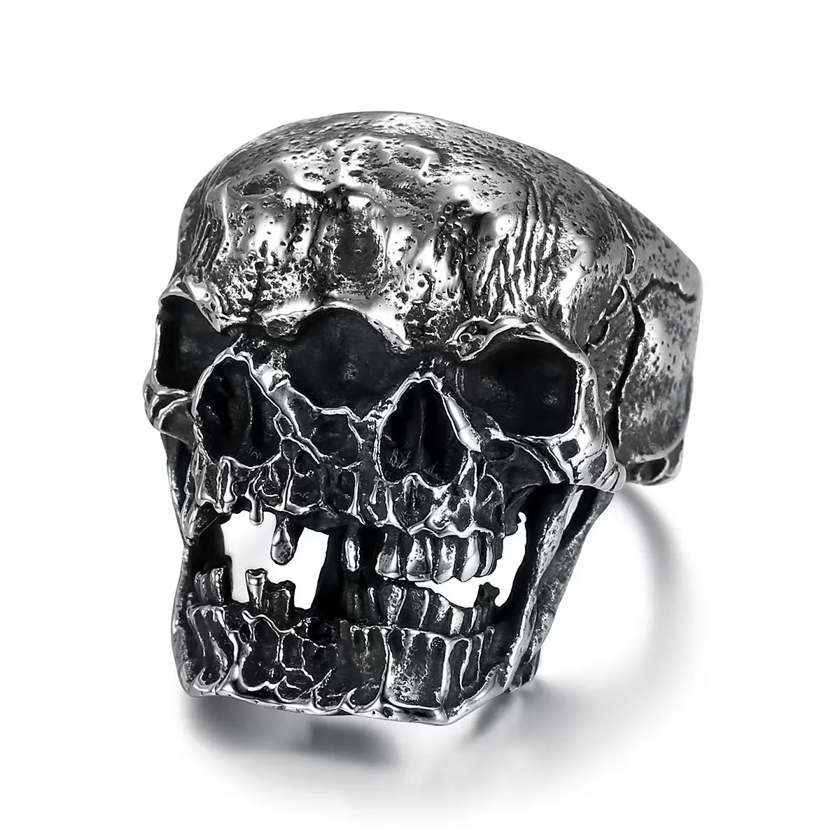 Retro Gothic Double-Headed Skull Stainless Steel Men's Ring - Goth, Dark Wave, Alternative Style, Macabre Style Accessory, Dark Aesthetic Piece, Halloween Gift, Men's Jewelry, Goth Rings, Dark Wave Rings