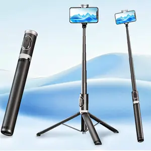 1.7m automatic pop-up expandable tripod selfie stick for mobile phone shooting wireless Bluetooth remote optional light Smartphone