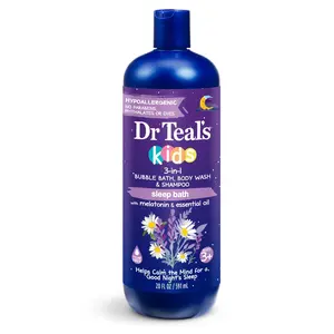 Dr Teal's Kids 3-in-1 Sleep Bubble Bath Body Wash & Shampoo with Melatonin & Essential Oil 20 Fl Oz Hypoallergenic Paraben-Free