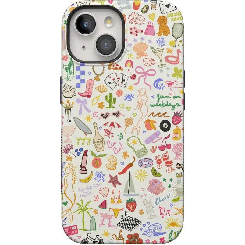 Casely iPhone 15 Case | Fun on Weekdays | All the Fun Things | Bold Protective Design | Compatible with MagSafe