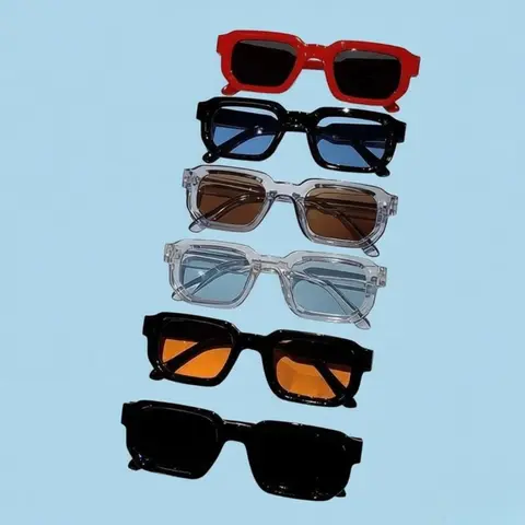 Unisex 6-Pack Vintage Rectangle Frame Sunglasses, Men's Accessories, Party & Street Style Eyewear with UV400 Protection, Retro Fashion Luxury Design