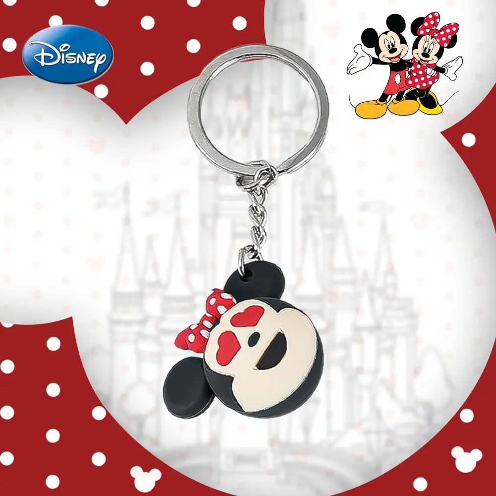 1PC Disney Officially Licensed Minnie Icon Ball keychain keyring PVC Keychain Creative Cute Backpack Ornament Mobile Phones Pendant Women Bag Decoration Car Key Chain Pendant Party Small Gifts