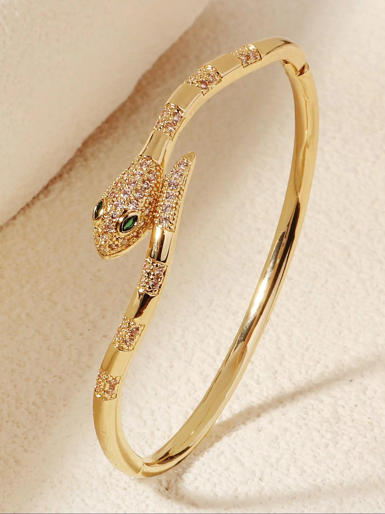 Snake Design Women's Bracelet with Personalized Zircon Stone Inlay, Perfect for Casual and Valentine's Gift
