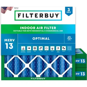 Filterbuy 10x10x4 Air Filter (3-Pack), Pleated MERV 13 Optimal Defense HVAC AC Furnace Air Filters (Actual Size: 9.50 x 9.50 x 3.75 Inches)