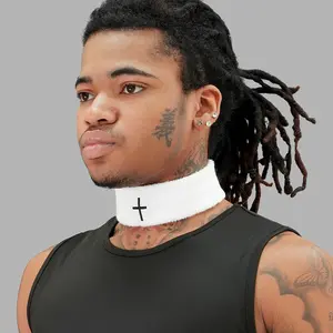 SLEEFS White Cotton Neck Band for Youth Athletes - Three Exclusive Football Designs, Comfortable & Durable, Perfect for Game-Day Style