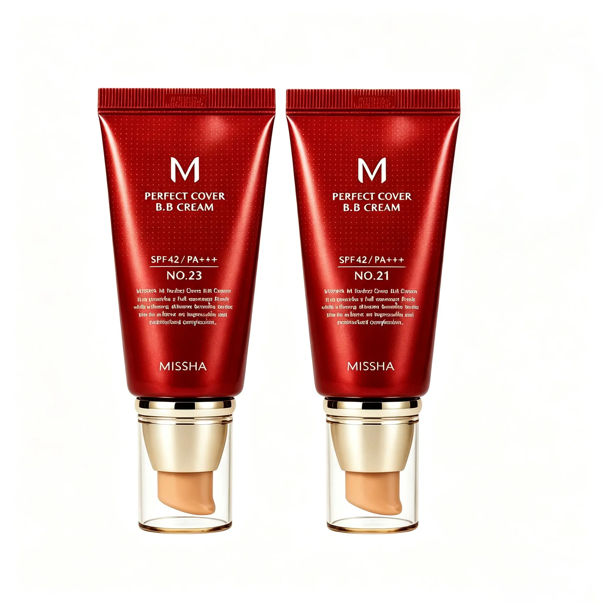 2PCS [Missha] Perfect Cover BB Cream SPF 42 PA+++ - Smooth Blend Coverage Hydrating Foundation for All-Day Moisture