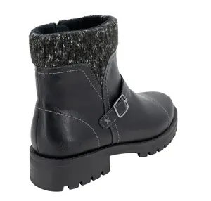 Women's Boot in Black & Brown with Inside Zipper Closure Knit Cuff Polyurethane Upper Rubber Outsole All-Terrain Traction Sizes 6-11 & 6.5-8.5 Comfortable Versatile