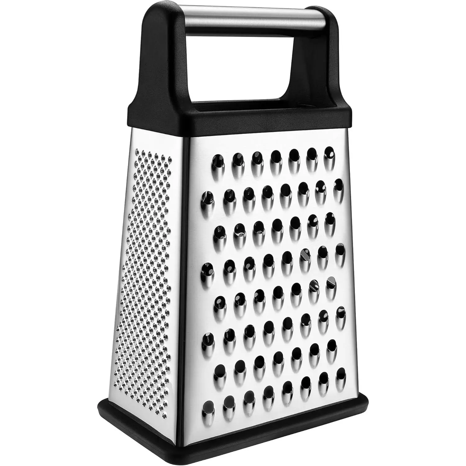 Professional Cheese Grater - Stainless Steel, XL Size, 4 Sides - Perfect Box Grater for Parmesan Cheese, Vegetables, Ginger - Dishwasher Safe - Black