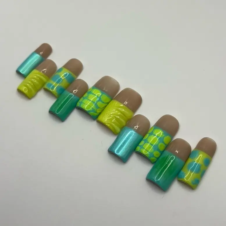 Lemon lime drip press on nails