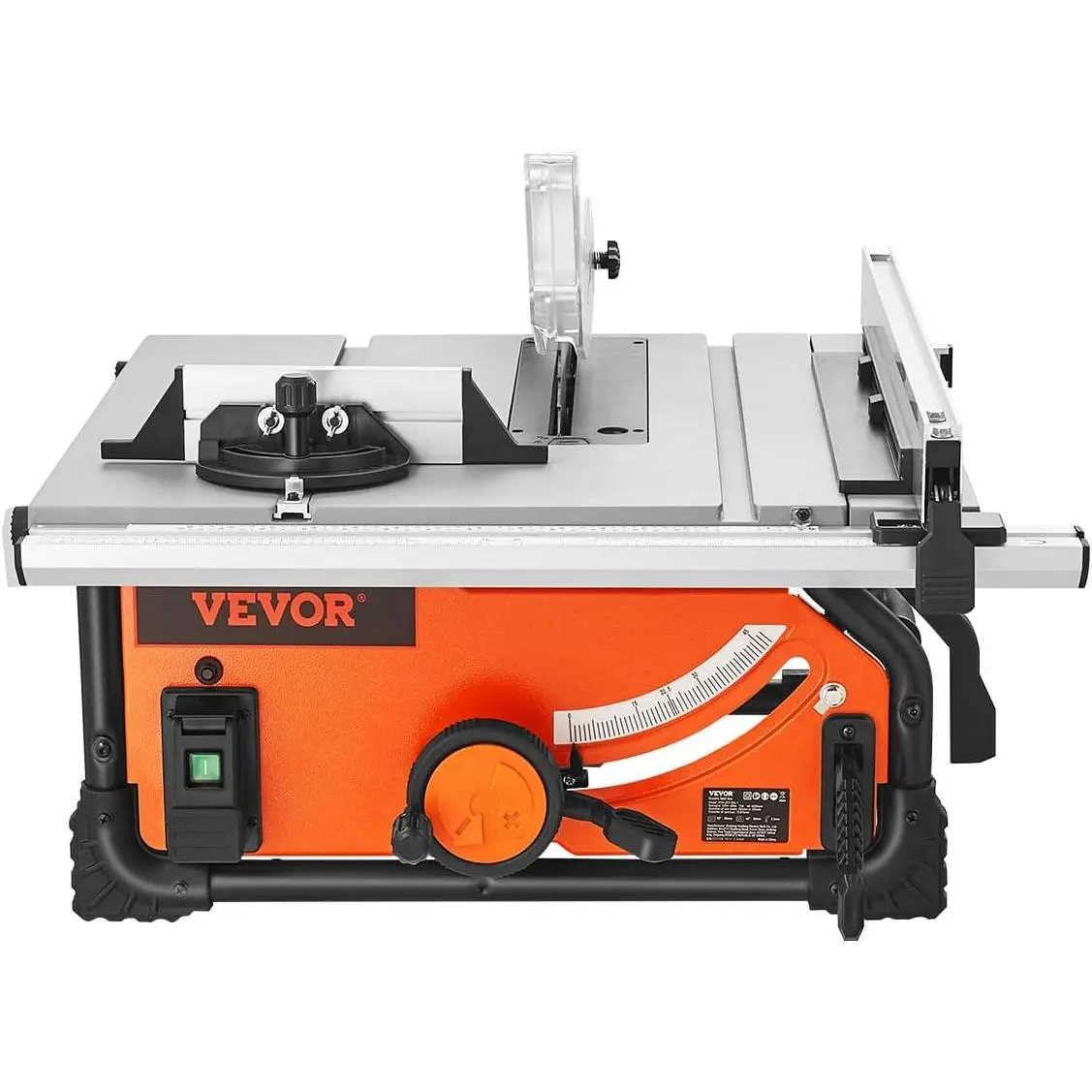 VEVOR Table Saw, 4500 RPM Portable Jobsite Table Saw with Sharp Edges & High Cutting Precision, Compact Table Saws with Dust Port For Woodworking, Fit for Raw Wood, Flooring & Cabinets
