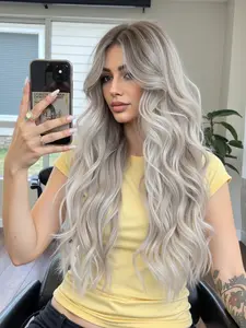 24 Inch Synthetic Curly Wig, Long Hair Design with Bangs, Perfect for Daily Use & Special Occasions, Fashionable Hairstyle Accessory, Machine Made Wigs, Stylist Friendly Wig
