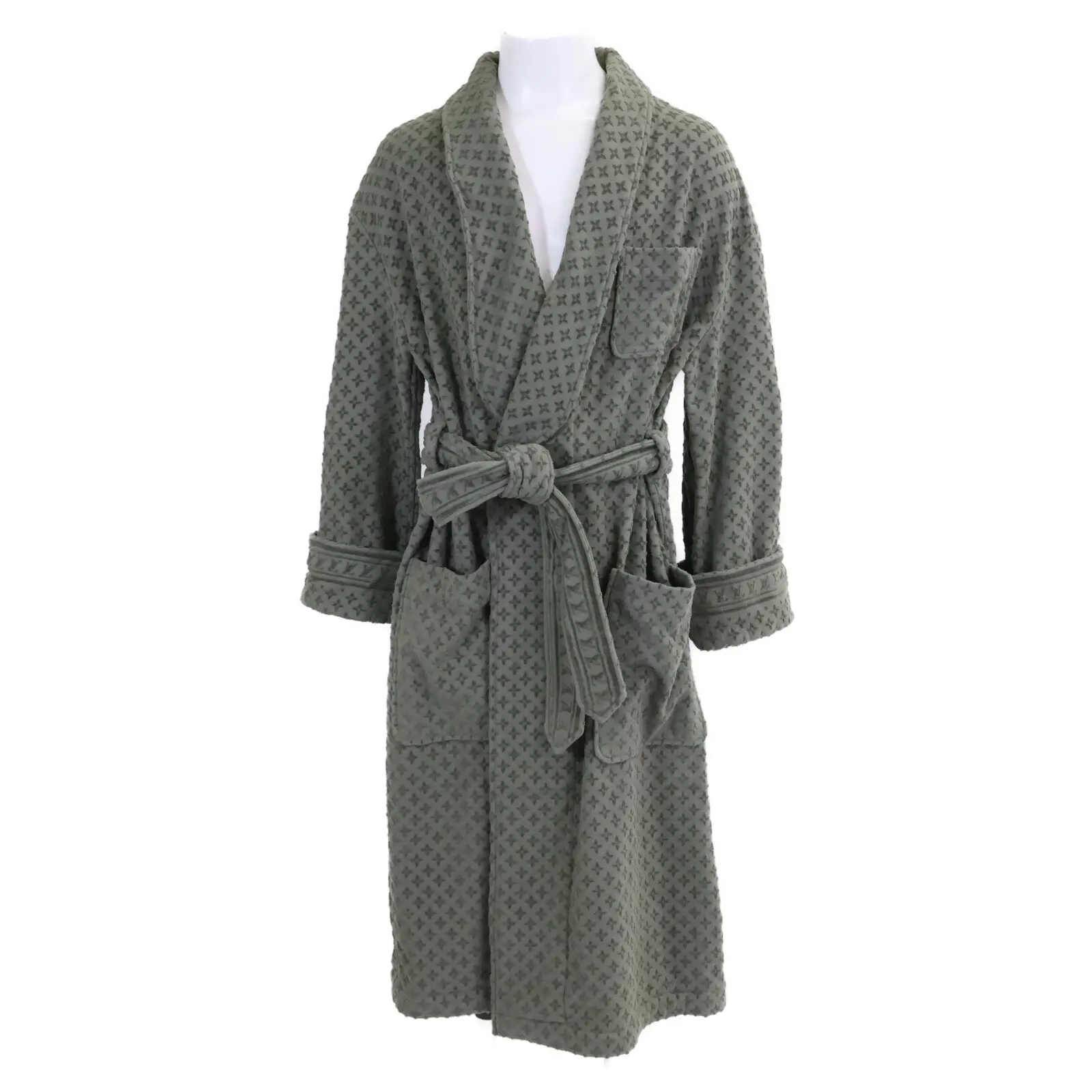 Pre-owned Louis Vuitton Cotton Small Leather Goods Jacquard Monogram Flower French Terry Robe