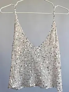 Women's Sequin Sheer Mesh Cami Top, Knitted Thin Strap V-Neck Loose Beach Cover Up, Vibe Essential Hot Girl Layering Outerwear, Perfect for Vacation, Music Festivals, Beach Trips and Party Outfits