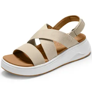 Vilanva Womens Platform Walking Sandals Comfortable Casual Criss Cross Fashion Casual Wedge Summer Sandals