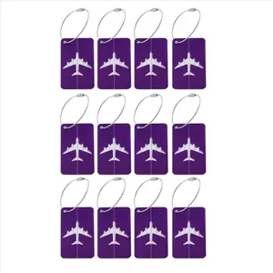 Aluminum Alloy Luggage Tag Metal Hollow Luggage Tag Tags Colorful Suitcase Card Luggage Tags Travel IdTags(Purple)