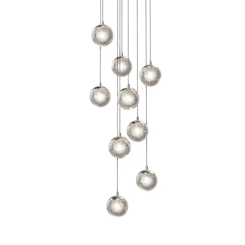 Champagne Bubbles LED Chandelier - Dazzling 9-Light Crystal Ball Design with Unique Refraction Effect