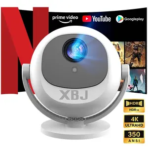 XBJ Mini smart portable projector with 360° rotatable,  wifi and bluetooth android 11 WiFi movie outdoor 4k with built-in app and remote control ceiling Christmas Present