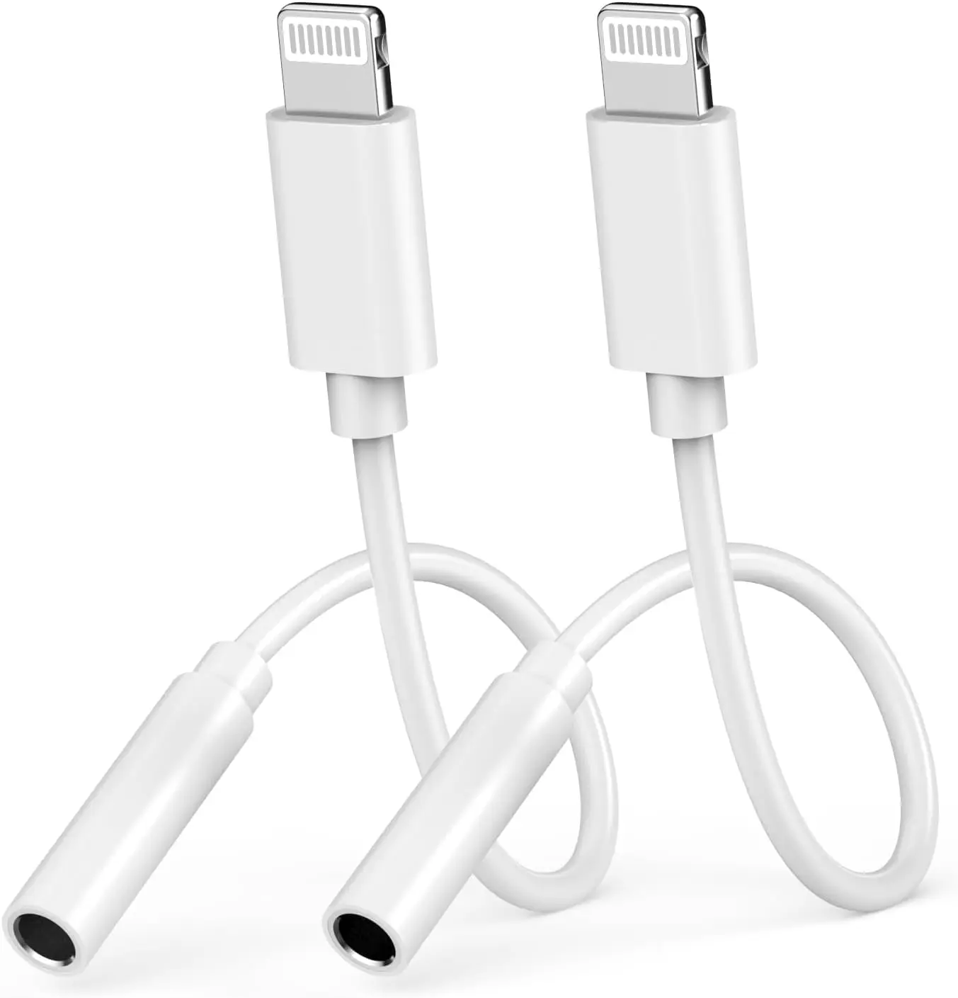 2 Pack Lightning to 3.5mm Headphone Jack Adapter [Apple MFi Certified] | for iPhone 3.5mm Aux Audio Adapter Converter Cable Dongle Compatible with iPhone 14 13 12 11 Pro Max XS XR X 8 7