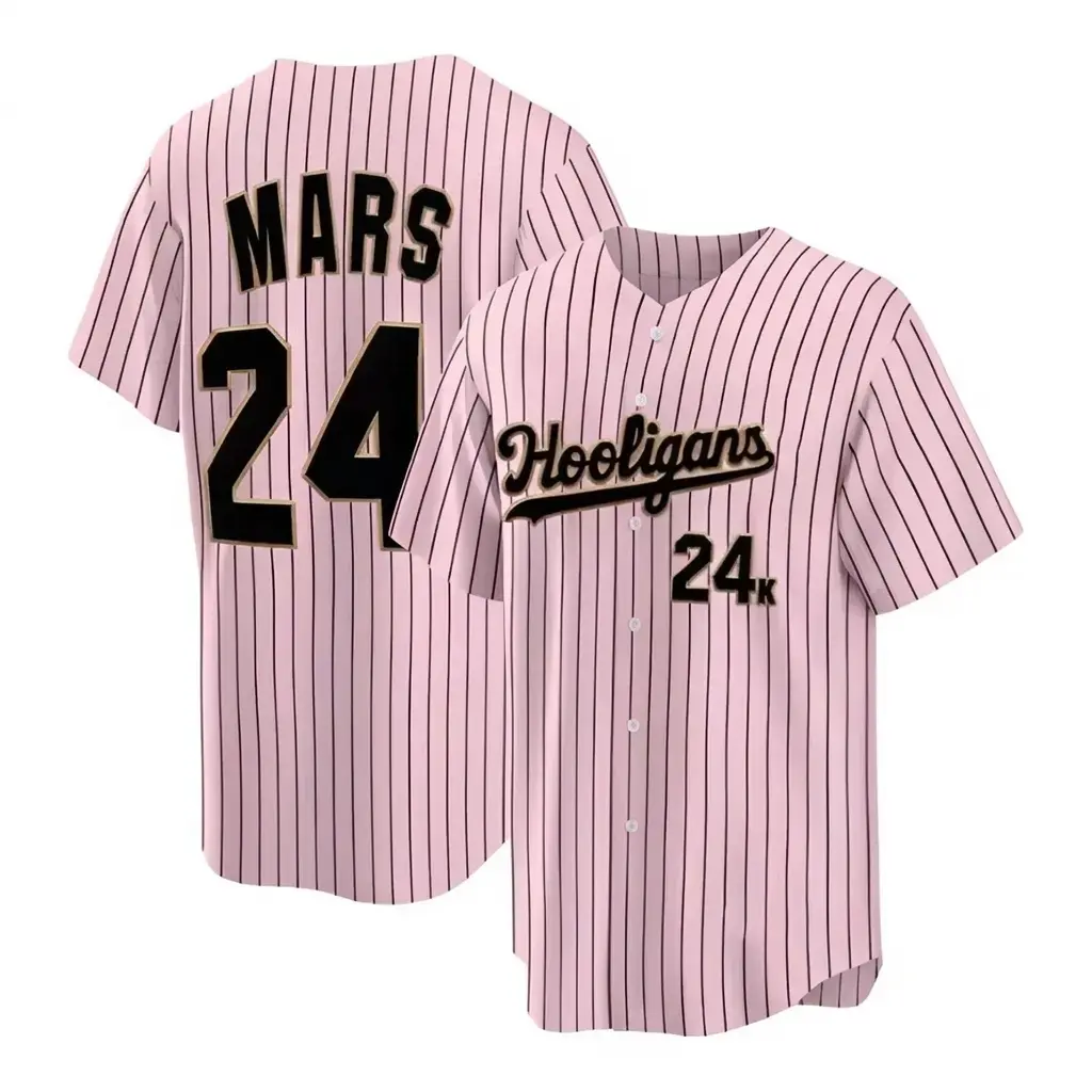 5 Design Hooligans Mars 24k Pinstripe Baseball Jersey, Unisex Graphic Baseball Shirt, Casual Streetwear Top
