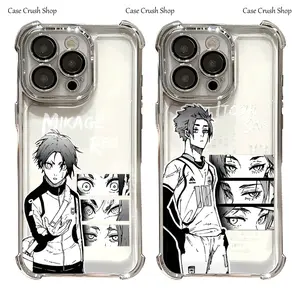Anime Blue Lock Phone Cases For iPhone 17 16 15 14 13 12 11 Promax Pro Air Plus Silver Transparent Anti Fall Airbag Shockproof Protective Cover Gift For Christmas Halloween Birthday