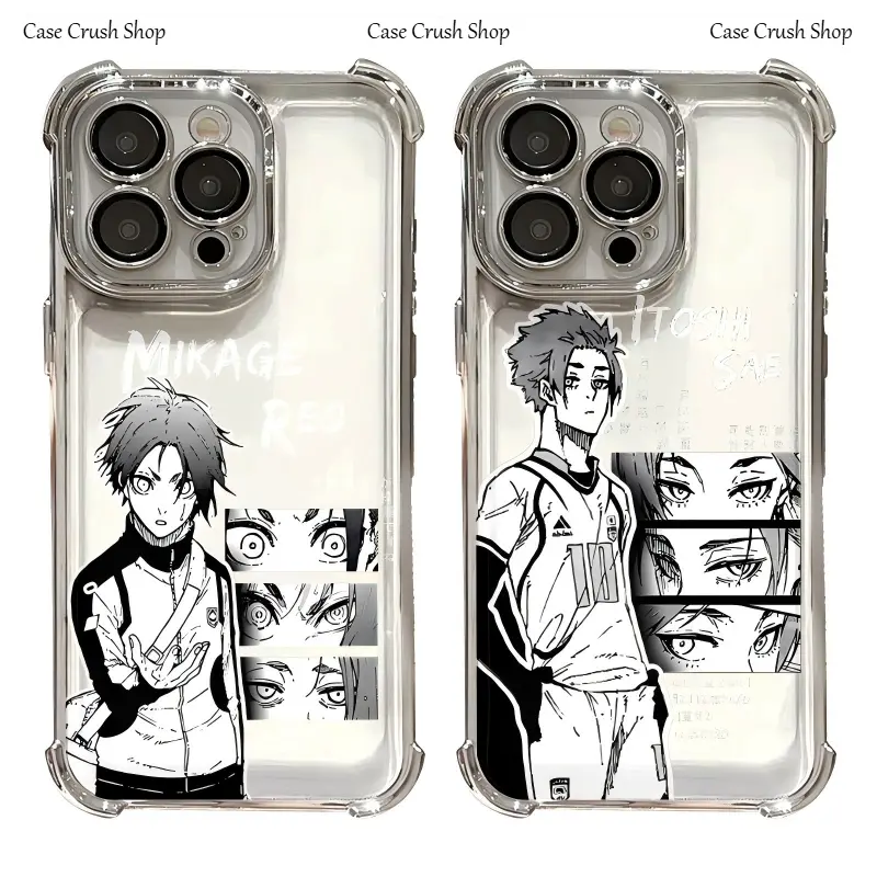 Anime Blue Lock Phone Cases For iPhone 17 16 15 14 13 12 11 Promax Pro Air Plus Silver Transparent Anti Fall Airbag Shockproof Protective Cover Gift For Christmas Halloween Birthday