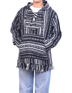 Caravan Closet Hippie Unisex Baja Pullover Jacket Casual Cotton Boho Striped