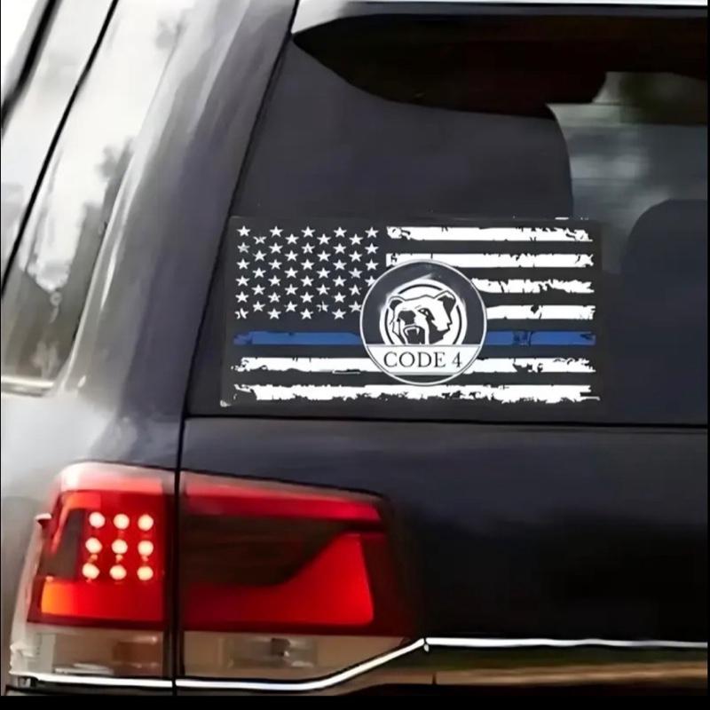 5 Piece Thin Blue Line Flag Código 4 – Humanizing the Badge | Set de 5 Calcomanías Línea Azul para Auto y Hogar