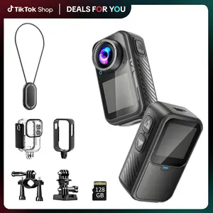 NUISK 4K 60FPS 30MP Action Camera with Front LCD & Touch Rear Screens 128GB Waterproof Underwater Camera 5X Zoom Remote Control Wearable Body Cam