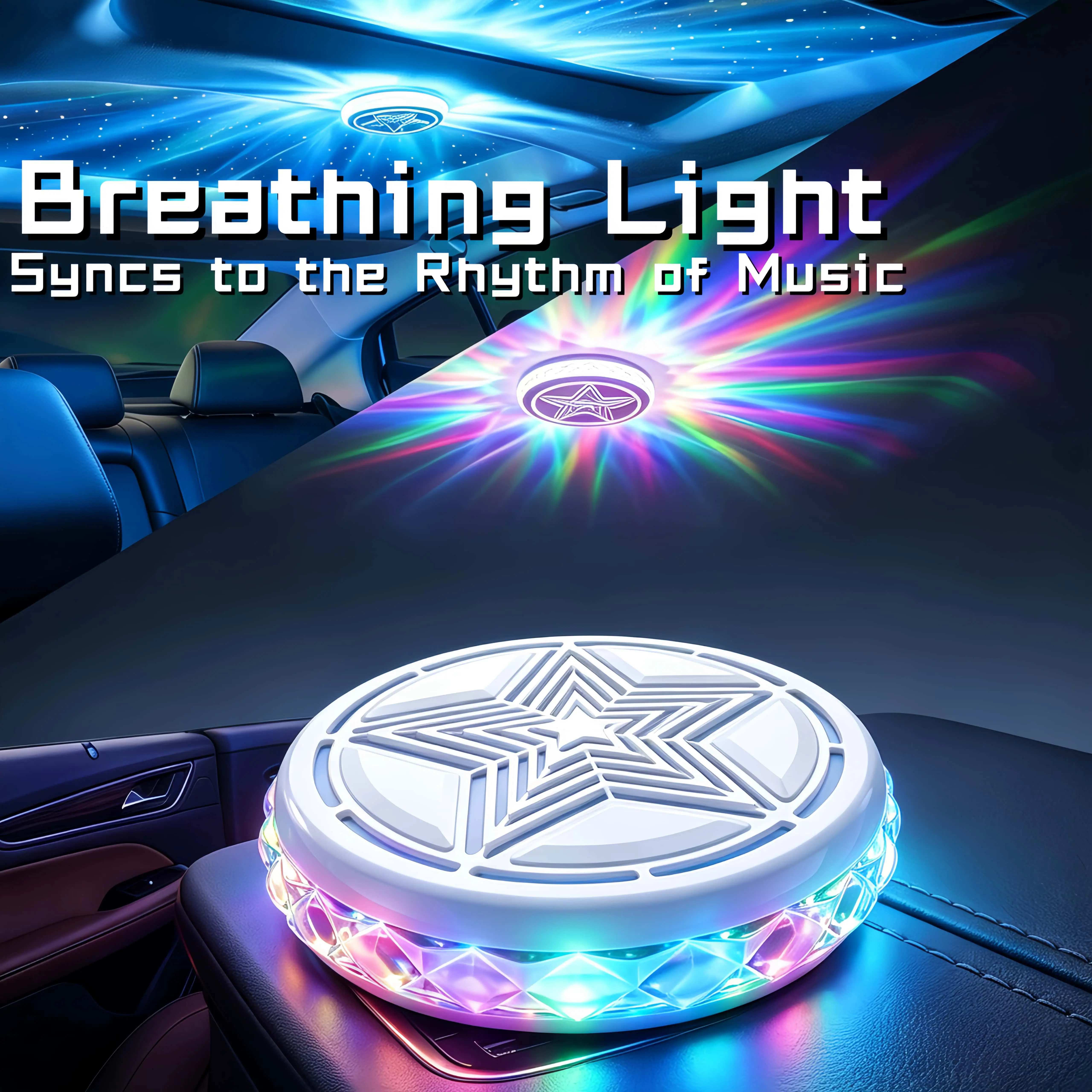 LED Atmosphere Lights for Cars /Indoor/Home Atmosphere Light- 16 Color Interior Lighting Kit with Magnetic Base Easy Install for All Cars Family Night Light Car Ceiling Decorative Reading Lights Voice Activated fathersdaygift-MM