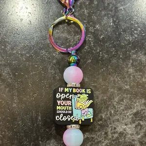 Beaded silicone bookish keychain Booktok reading
