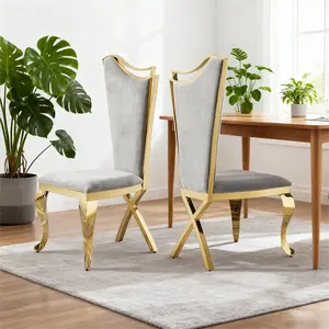 Modern Velvet Dining Chairs set of 2,Luxury Grey Chairs for Dining Table,Kitchen Chair with Stainless Steel Legs and Gray Velvet,Farmhouse Dinner Chairs set of 4,Sturdy/Stable and Durable,Chairs for Kitchen Office Dining Room,Easy Assembly