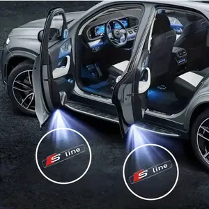 4-piece set Audi car welcome light Sline Q3 Q5 A3 A4L A6L A7 door projection welcome light ambient light, easy to stick and install without damage Car Door Lights