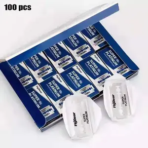 FLYDEAR 100 PCS Stainless Steel Razor Blade Set, Stainless Blades, Double-Sided Manual Shavers for Bald Men, Compact Rust-Resistant Hairdressing Tools