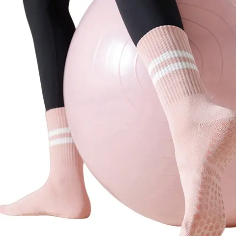 Women's Anti-Slip Socks for Yoga, Pilates and Gymnastics, Breathable Sweat-Absorbing Mid-Calf Socks, Athletic Grip Socks, Workout Socks, Sporty All-Season Wear, Sweat Absorbent Socks, Non Slip Socks, Breathable Fabric Socks