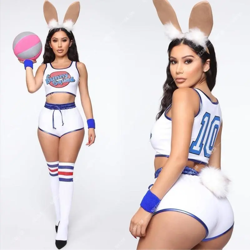 Space Lola Bunny Rabbit Cosplay Costume Rabbit Bunny Jam Costumes Women Girls Halloween Party Clothes Carnival suit, Tail, One-Piece