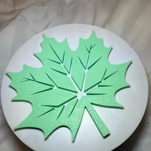 3d printed fall leaf drink coaster in pastel green (set of 4)