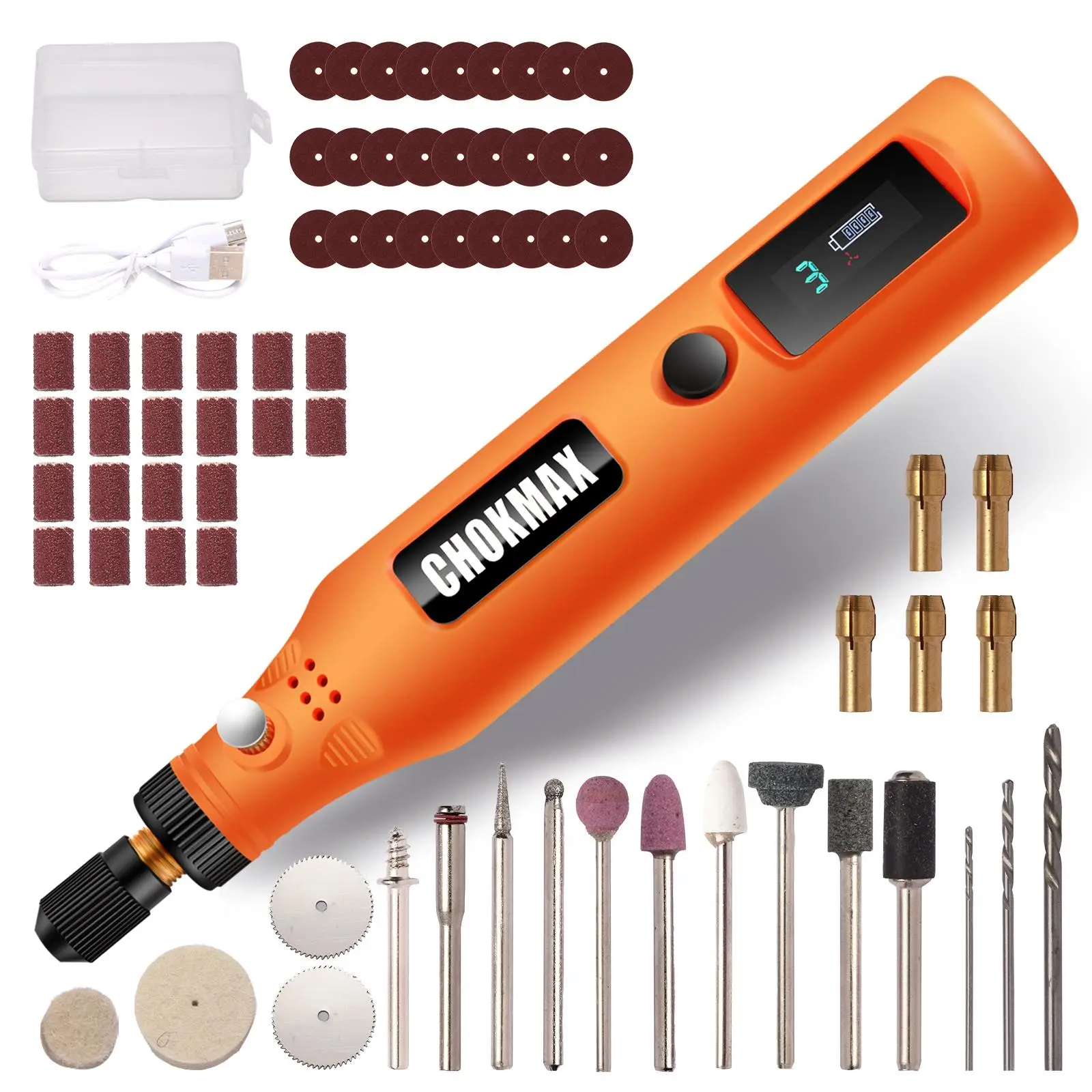 Mini Cordless Rotary Tool Kit, 3-speed Grinder with 72 Accessories, USB-C Charging Art Craft Tool for Sanding, Polishing, Grinding and Small DIY Job,