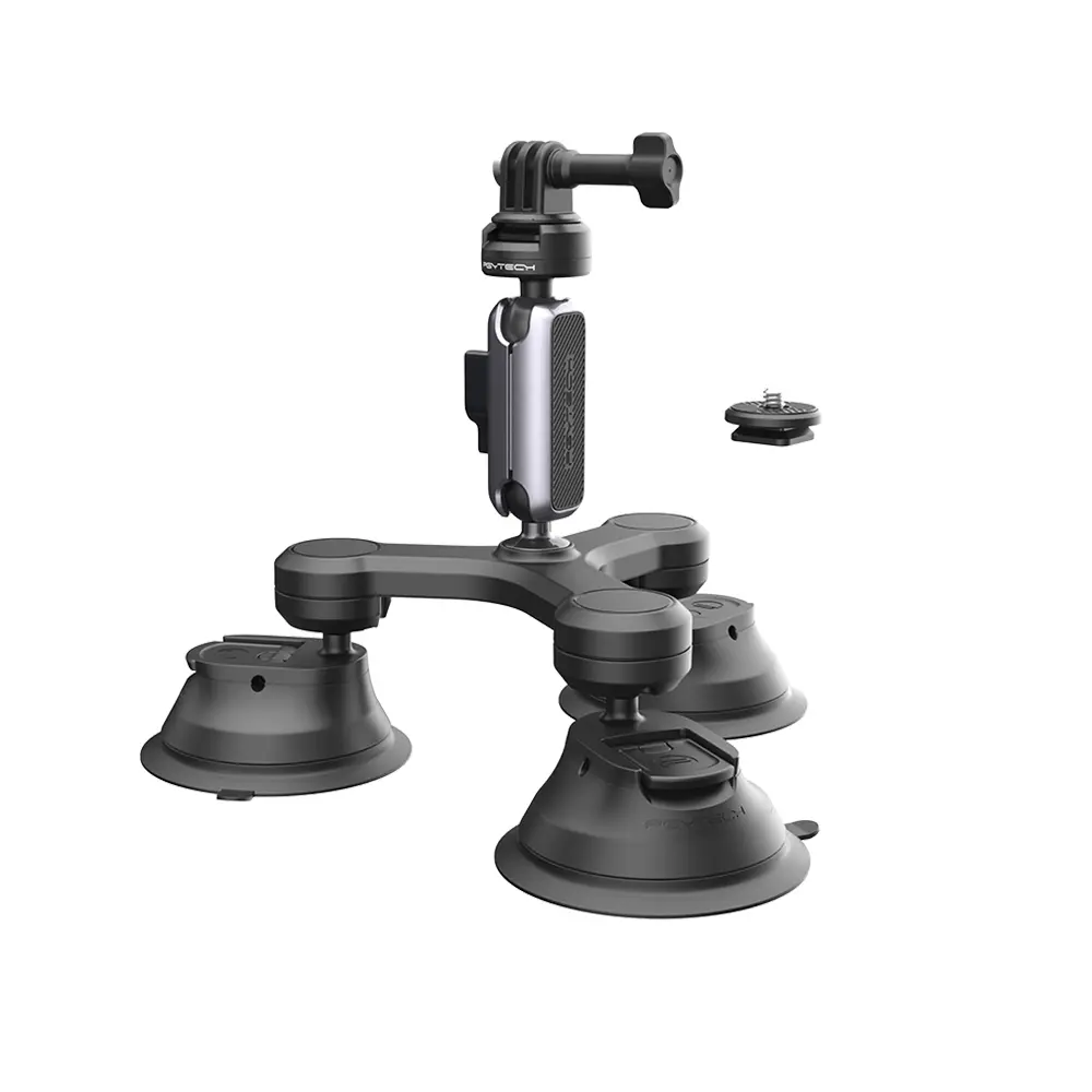 PGYTECH CapLock Three-arm Suction Mount Compatible for Smartphone DJI OSMO Action 4/3/2, Gopro Hero 12/11/10/9, OSMO Pocket 3/2, Action Camera for Insta360 ONE RS/R/ONE X3/X2 with 1/4"-20 Thread