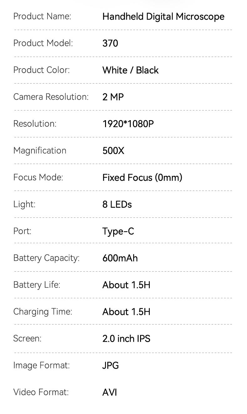 Portable Handheld Digital Microscope 400X Magnification 2MP HD Camera with Built-in Screen, USB Rechargeable Pocket Microscope for Electronic Repair, Soldering, Jewelry Inspection
