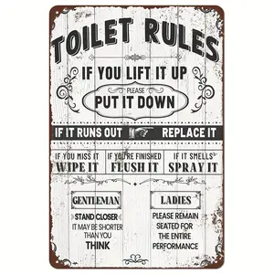 [Toilet Rules Vintage Tin Plaque] 1pc Black Vintage Highland Tin Cow Country Cottage Metal Plaque - Waterproof And Weatherproof Decorations - Perfect for Universities, Bathrooms, Caves, Pubs, Cafes, Garages, Farmhouses, for Man Caves - Vintage Poster high